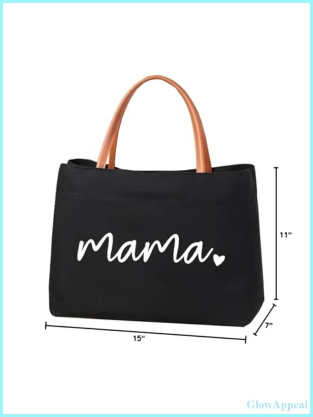 Canvas Mama Tote Bag with Snap Closure, Funny Mom Gift for Travel and Shopping